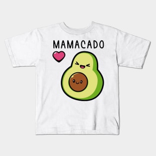 Womens Mamacado Pregnancy Mother Cute Avocado Fruit Pregnant Mom Kids T-Shirt